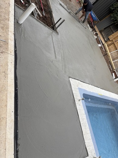 Close view of a fresh residential concrete pour