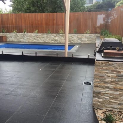 Dark bluestone deck finish detail