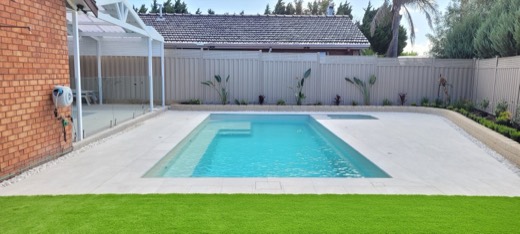 White limestone pool surround detail